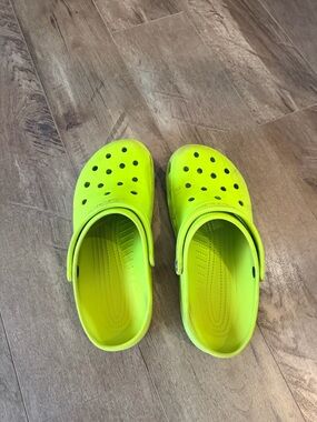 CROCS Neon Yellow/Green Classic Clog Mules